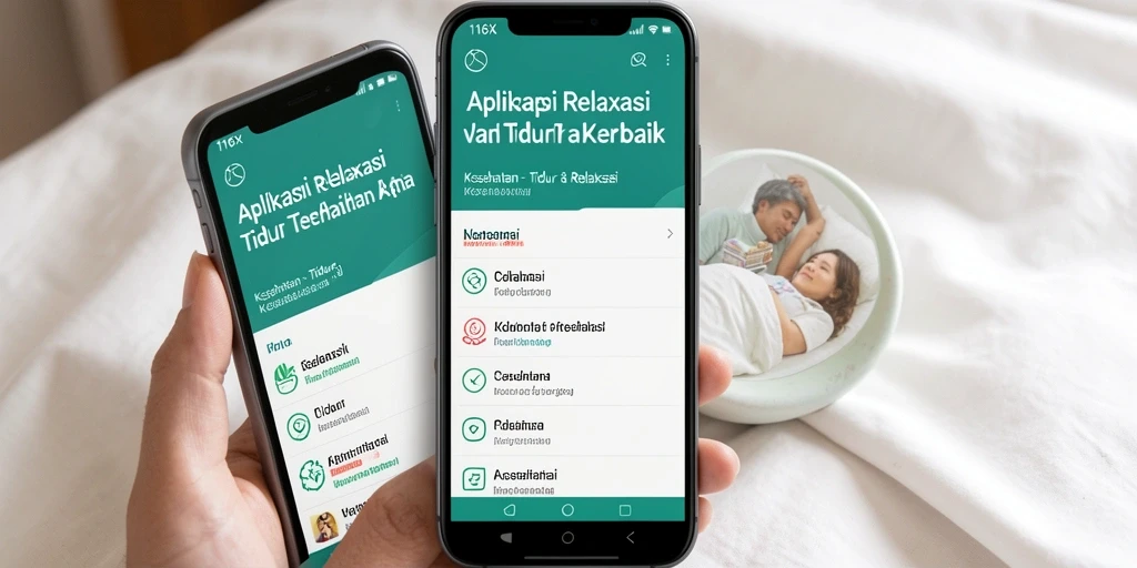 Antarmuka aplikasi Tidur & Relaksasi 116X yang menenangkan.