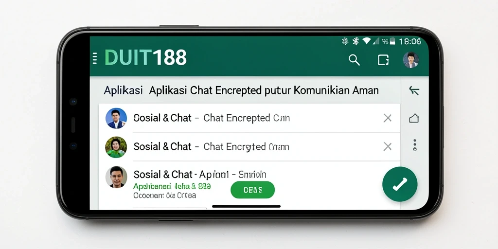 Antarmuka pengguna aplikasi DUIT188 dengan fitur Chat Encrypted yang aman.