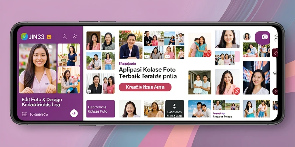 Screenshot utama JIN33 menampilkan antarmuka kolase foto yang menarik.