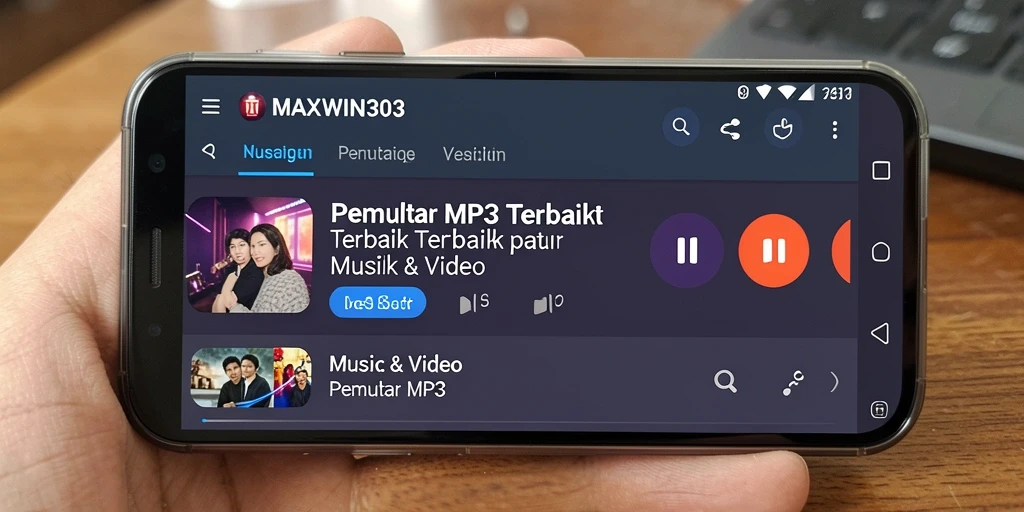 Tampilan antarmuka <strong>MAXWIN303</strong> yang modern dan user-friendly untuk pemutar MP3.