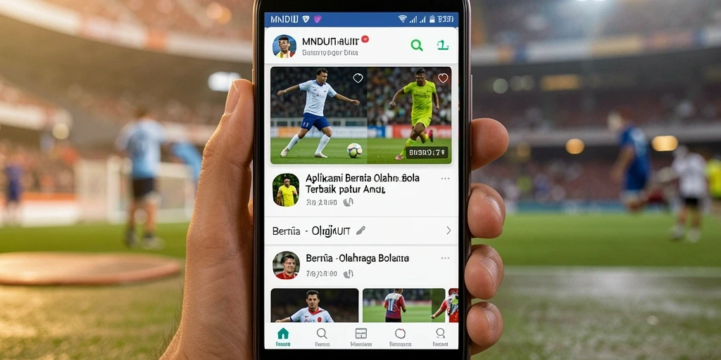 Tampilan antarmuka MNDUIT yang informatif untuk berita Olahraga Bola.