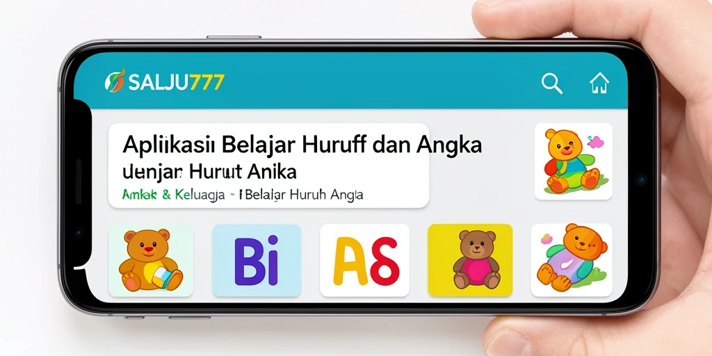 Antarmuka SALJU777 yang menarik untuk belajar huruf dan angka.